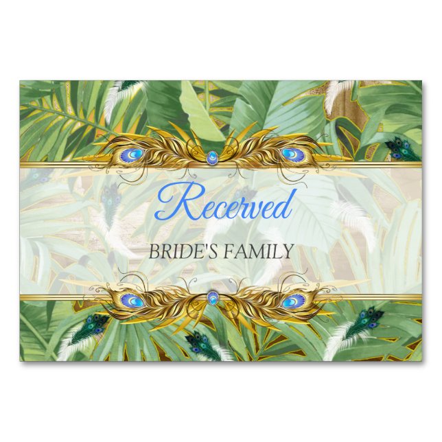 Numéro De Table Golden Royal Peacock Feathers (Devant)