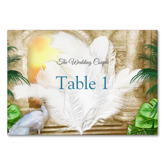 Numéro De Table Golden Royal Peacock Feathers (Devant)