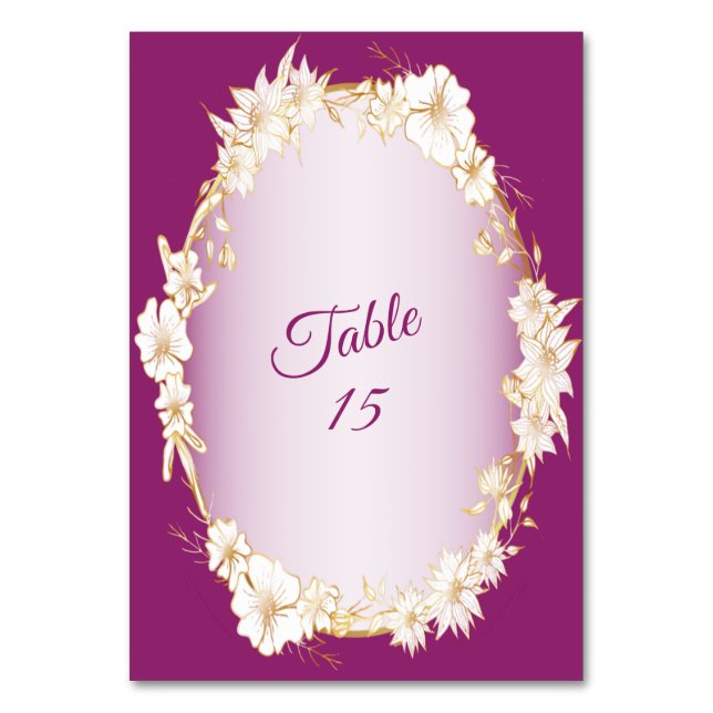Numéro De Table Golden White Floral Pink Geometric Rustic Wedding (Dos)