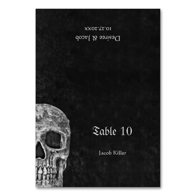 Numéro De Table Gothic Half Skull Cool Black And White Grunge (Par défaut)