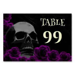 Numéro De Table Gothique Crâne violet Roses Éffrayant Halloween We