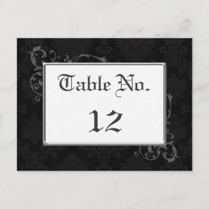 Numéro de table gothique Damask en noir et blanc