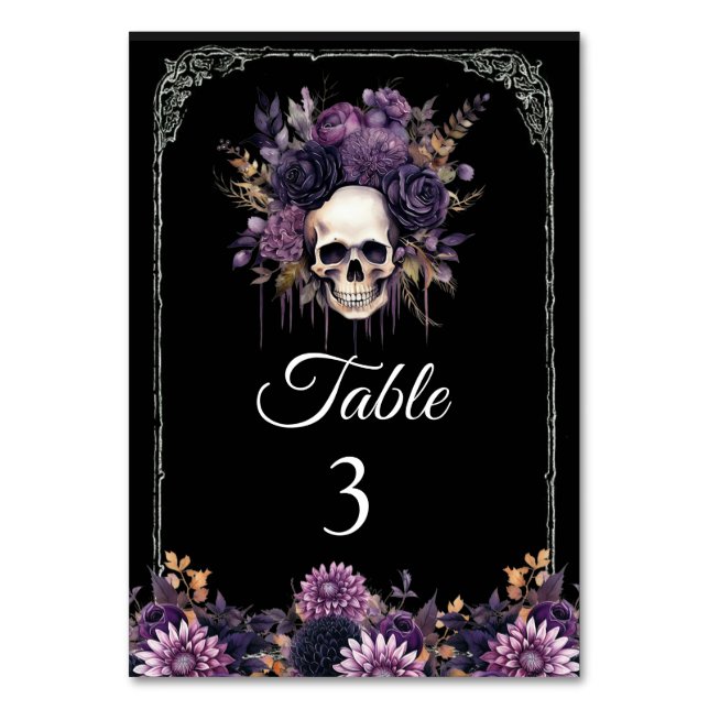 Numéro De Table Gothique Floral Crâne Halloween Mariage Numéro de  (Par défaut)