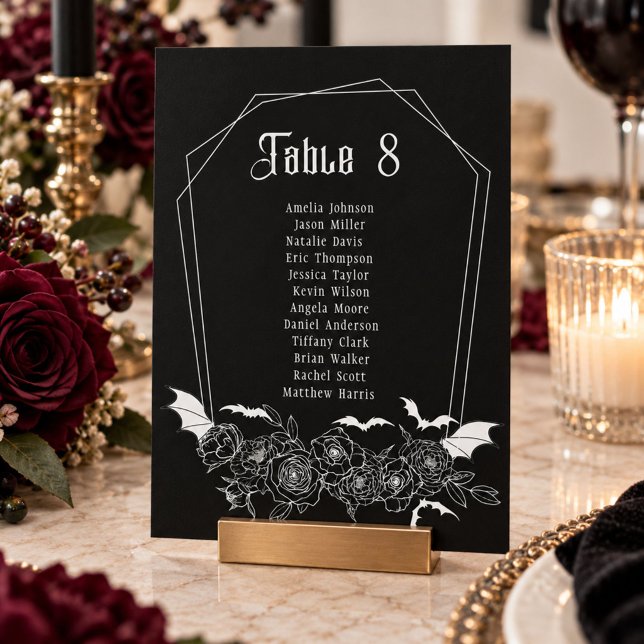 Numéro de table gothique noire Carte de siège Mari (Créateur téléchargé)