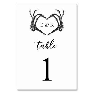 Numéro De Table Gothique Romantique Squelette main Halloween Maria