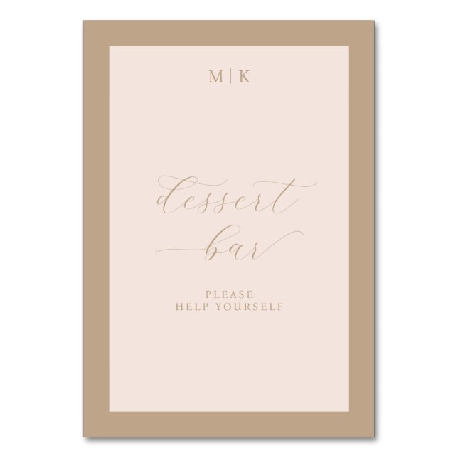 Numéro De Table Graceful Beige Calligraphy Dessert Bar (Par défaut)