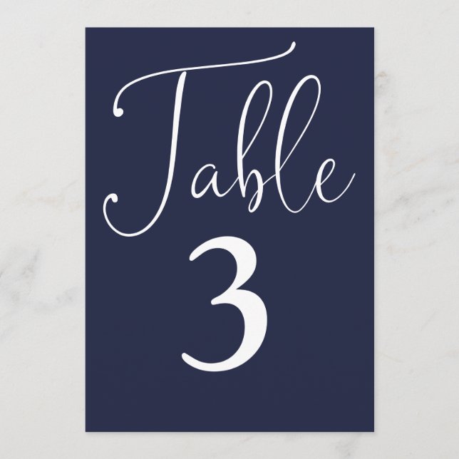 Numéro de table grand simple bleu marine élégant (Devant)