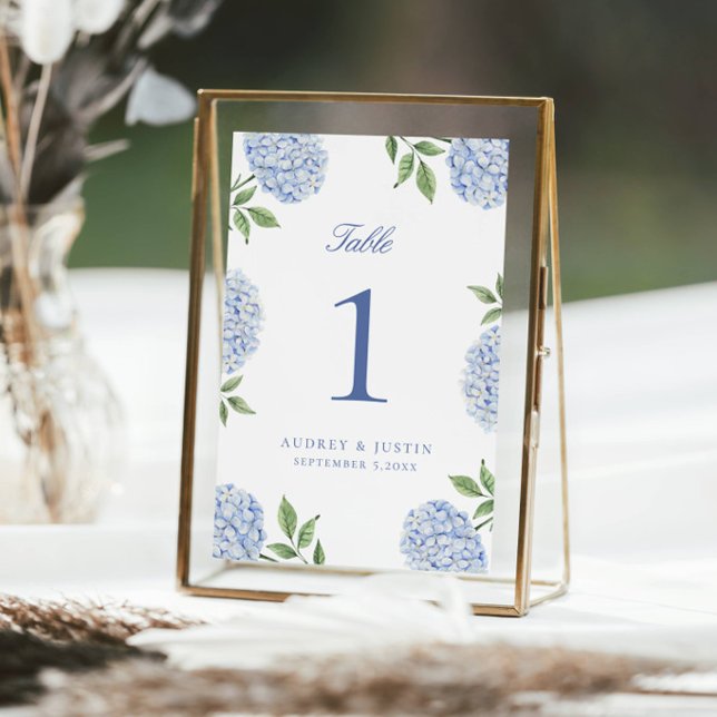 Numéro de table grande fleur d'hortensia bleu clas (Créateur téléchargé)