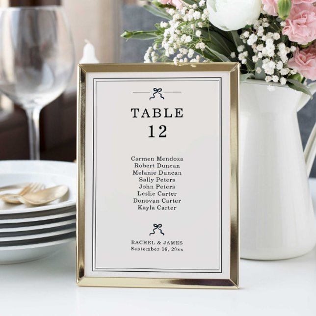 Numéro De Table Graphique de placement de mariage à nœud coquet él (Créateur téléchargé)