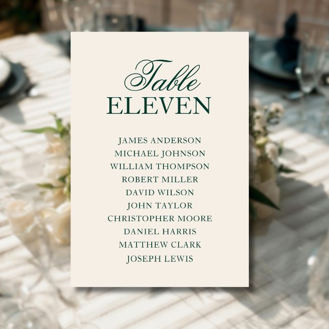 Numéro De Table Graphique de placement de mariage élégant Emerald  (Créateur téléchargé)