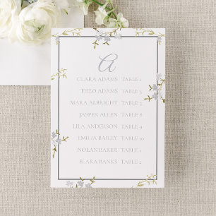 Numéro De Table Graphique de placement de mariage floral gris mode