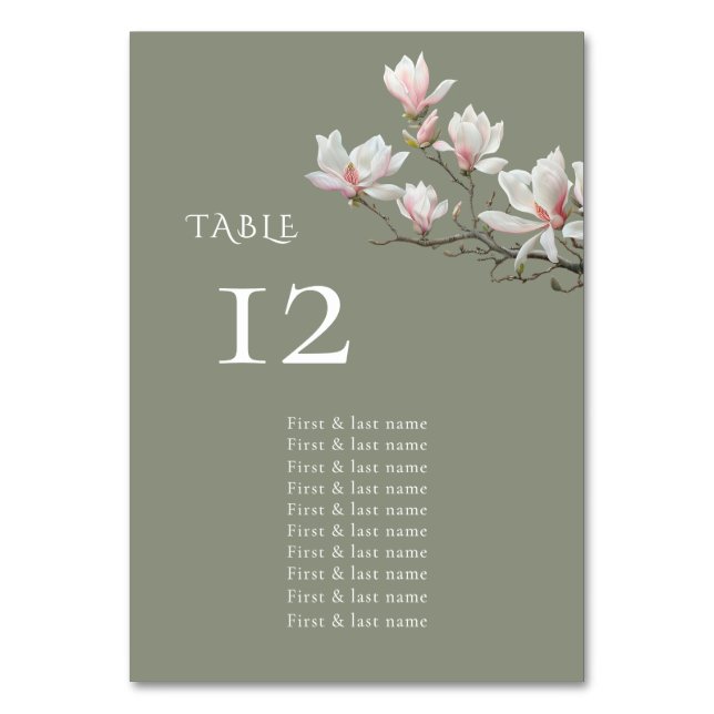 Numéro De Table Graphique de placement de mariage floral vert saug (Par défaut)