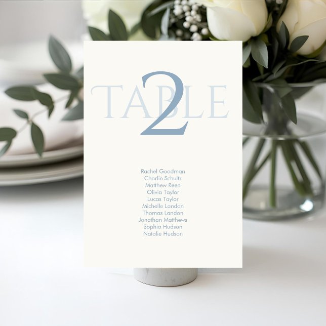 Numéro De Table Graphique de table de mariage bleu poussiéreux Num (Créateur téléchargé)