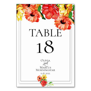 Numéro de table Gras Gerbera rouge et jaune