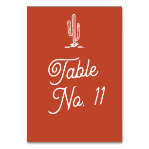 Numéro De Table Gras Retro Red Saguaro Cactus Mariage du désert