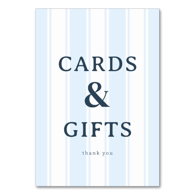 Numéro De Table Grateful Blue Minimalist Thank You Card (Par défaut)