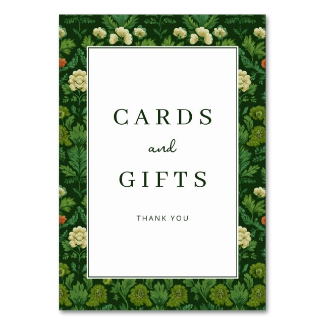 Numéro De Table Grateful Green Floral Border (Par défaut)