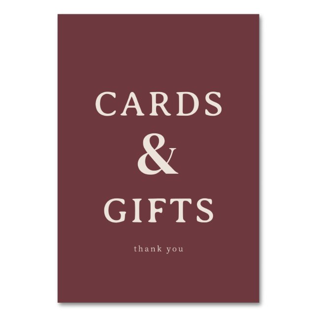 Numéro De Table Grateful Maroon Minimalist Cards & Gifts Sign (Par défaut)