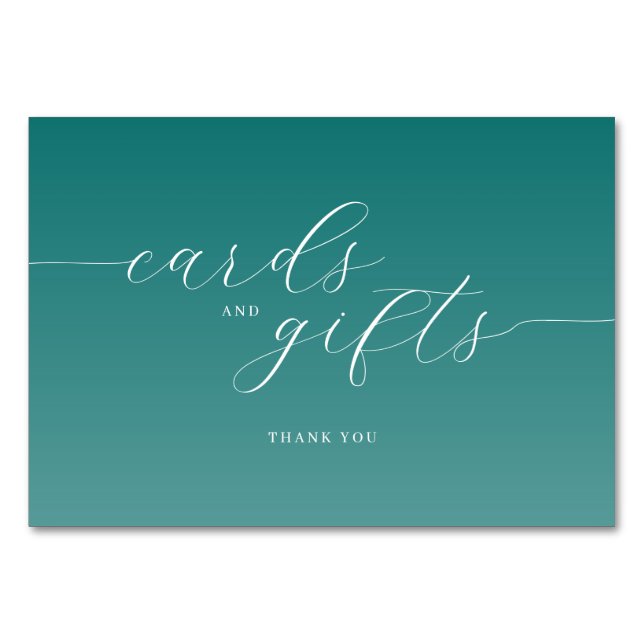 Numéro De Table Grateful Teal Cursive Thank You Card (Devant)