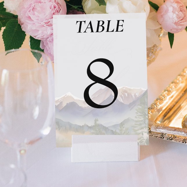Numéro De Table Gray Colorado Mountain Wedding Réception (Grey Colorado Mountain Wedding Reception Table Number)