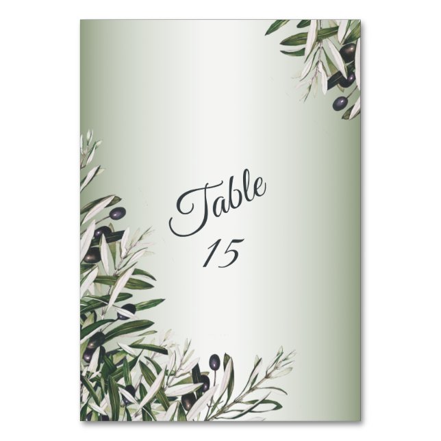 Numéro De Table Green Leaves Black Olive Elegant Wedding Party (Par défaut)