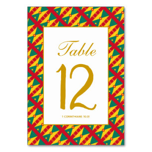 Numéro De Table GRENADA CARRIACOU Célébration Banquet de Mariage