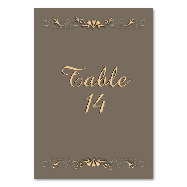 Numéro De Table Grès et Table d'or Numéro (Dos)