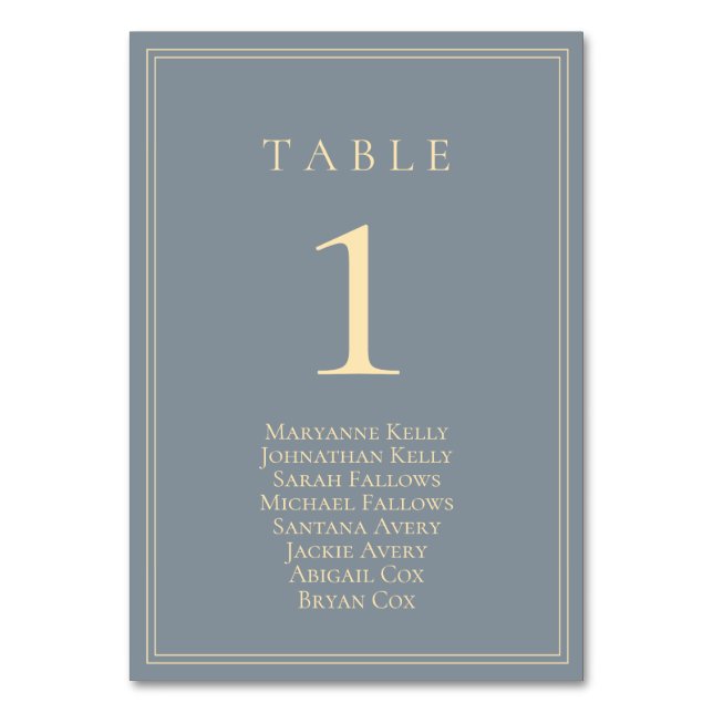 Numéro De Table Gris bleu-gris poussiéreux avec plan de siège en o (Par défaut)