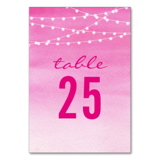 Numéro De Table Guirlande de lumières aquarelle fuchsia