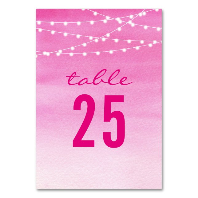 Numéro De Table Guirlande de lumières aquarelle fuchsia (Par défaut)
