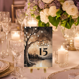 Numéro De Table Guirlandes Lumineuses Sur L'Arbre Mariage Romantiq