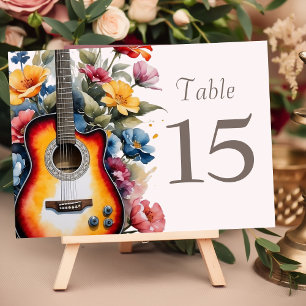 Numéro De Table Guitare Wildflower Musical Country Mariage de Prin