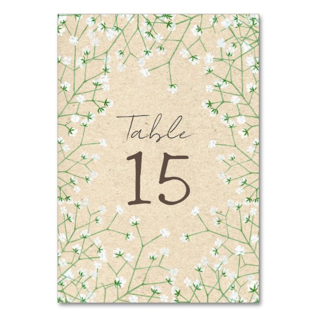 Numéro De Table Gypsophila aquarelle Floral Rustique & Boho Mariag (Par défaut)