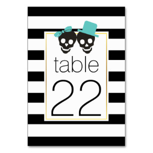 Numéro De Table Halloween crâne couple aqua mariage numéro de tabl