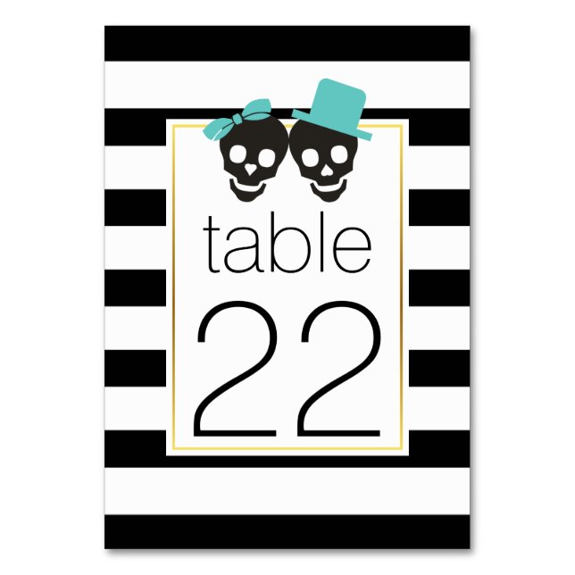 Numéro De Table Halloween crâne couple aqua mariage numéro de tabl (Par défaut)
