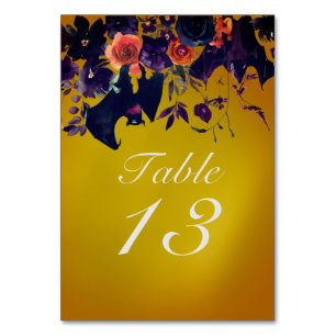 Numéro De Table Halloween floral foncé or