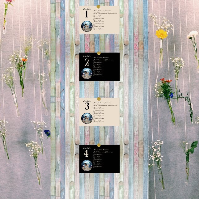 Numéro De Table Hallowen Gothic Skuls Tarot Le Mariage des amoureu (Boho sitting chart with hanging flowers and table number cards)