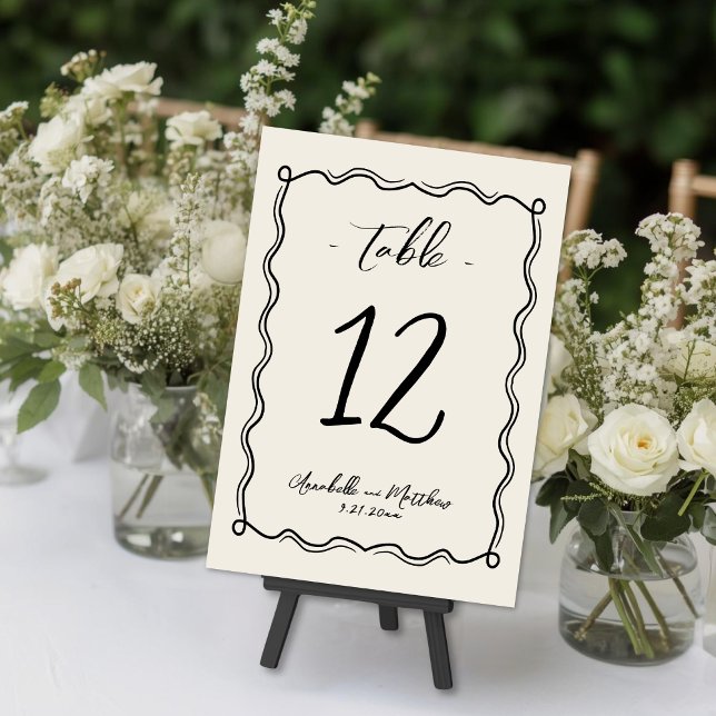 Numéro De Table Hand Drawn Vintage Whimsical Wedding (Hand Drawn Vintage Whimsical Wedding Table Number )