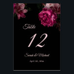 Numéro De Table Hand Painted Roses Dark Moody Floral Wedding<br><div class="desc">Fine art dark moody hand painted roses wedding table numbers card.</div>