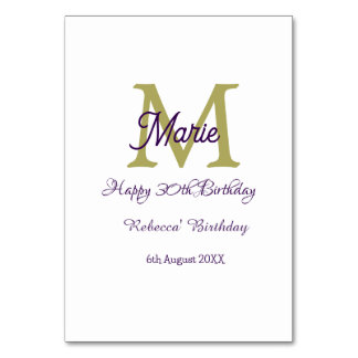 Numéro De Table Happy 30th Birthday goldenadd name monogram modern