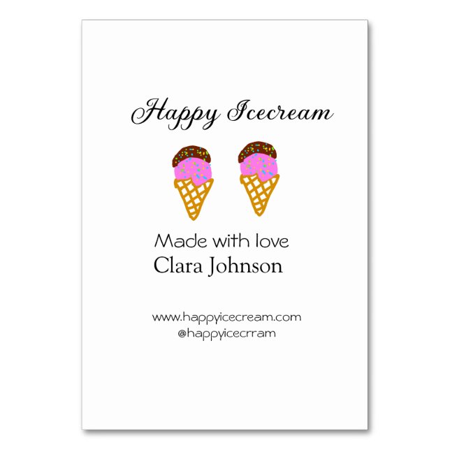 Numéro De Table Happy Icecream ajouter un nom site Web médias soci (Par défaut)