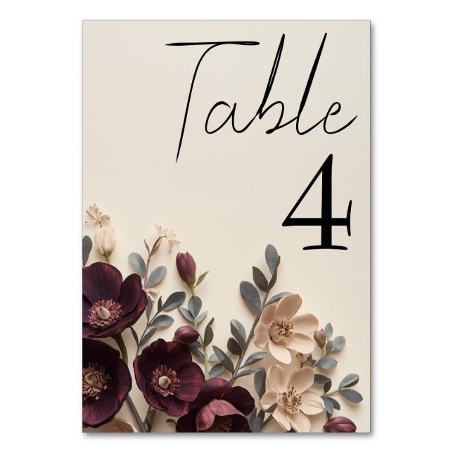 Numéro De Table Hellebores de prune foncé et eucalyptus floraux lu (Par défaut)