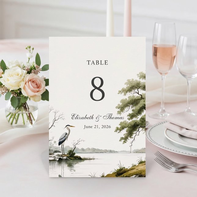 Numéro De Table Heron Toile French Country Wedding (Créateur téléchargé)