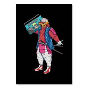 Numéro De Table Hip hop Samurai avec Boombox Stéréo 80s