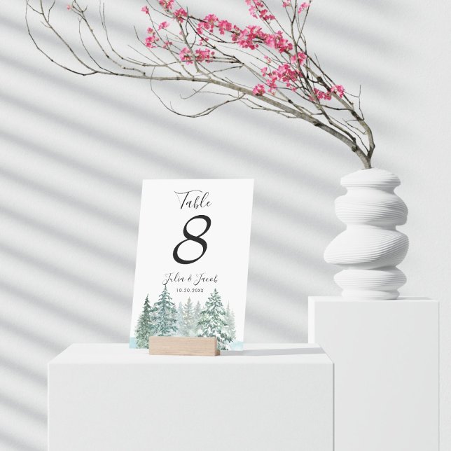 Numéro De Table Hiver Pins Rustiques Lanterne Mariage botanique (Winter Rustic Pine Trees Lantern Botanical Wedding Party Supplies)