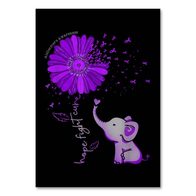 Numéro De Table Hope Fight Cute Elephant Alzheimer's Purple Ribbon (Par défaut)