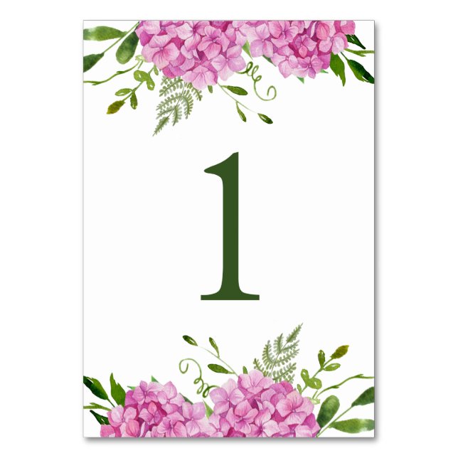 Numéro De Table Hortensia rose  (Par défaut)