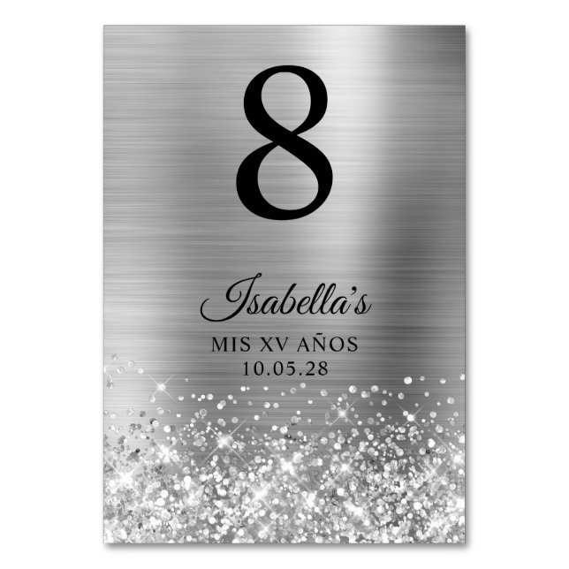 Numéro De Table Huile d'argent glacée Mis XV Anos (Par défaut)