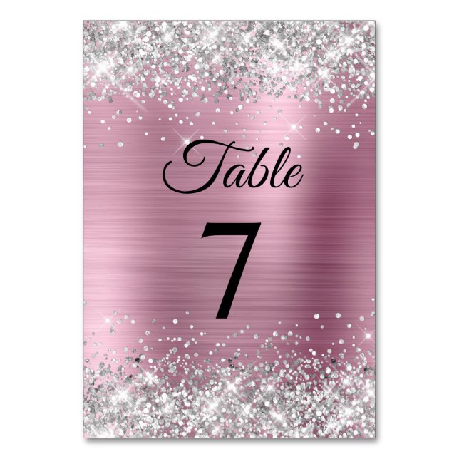 Numéro De Table Huile rose pâle Parties scintillant argent (Par défaut)
