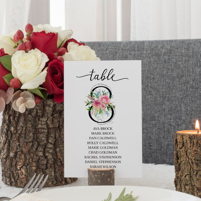 Numéro de table huit Tableaux de pivoines roses (Créateur téléchargé)